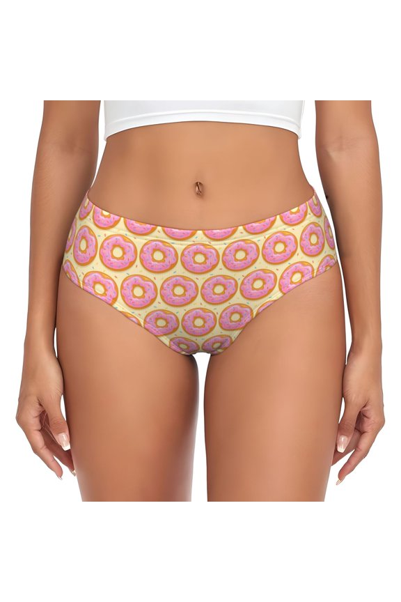 Womens Underwear - Donuts With Pink Glaze No Show Seamless Underwear for Women, Stretch Women's Panties, Hipster Soft Comfort Ladies Panties Bikini Underwear Briefs
