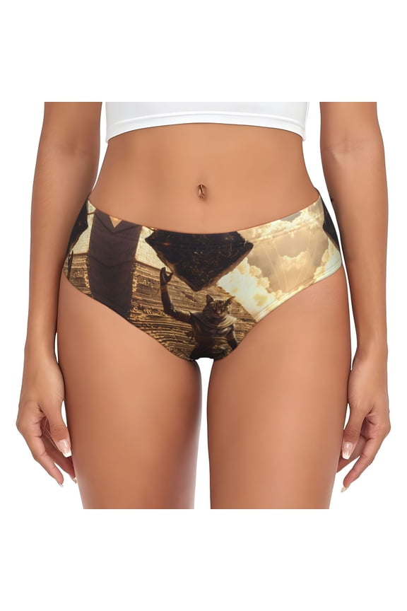 Womens Underwear - Egyptian Cat Pharaoh Magic No Show Seamless Underwear for Women, Stretch Women's Panties, Hipster Soft Comfort Ladies Panties Bikini Underwear Briefs