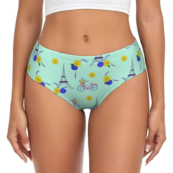 Womens Underwear Eiffel Tower daisies Cuteness No Show Seamless Underwear for Women, Soft Stretch Women's Panties, Hipster Ladies Panties Bikini Underwear Briefs