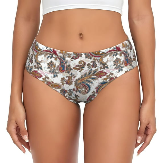 Womens Underwear Exotic Floral Paisley Cuteness No Show Seamless Underwear for Women, Soft Stretch Women's Panties, Hipster Ladies Panties Bikini Underwear Briefs