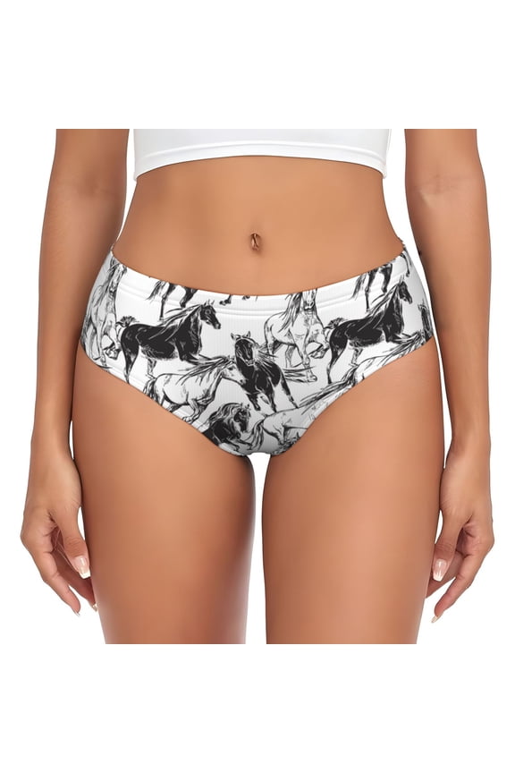 Womens Underwear - Extreme Sketch Cool Horse_E No Show Seamless Underwear for Women, Stretch Women's Panties, Hipster Soft Comfort Ladies Panties Bikini Underwear Briefs