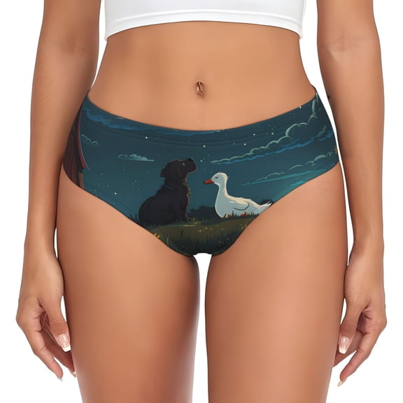 Womens Underwear - Farm Dog Duck Moonlight No Show Seamless Underwear for Women, Stretch Women's Panties, Hipster Soft Comfort Ladies Panties Bikini Underwear Briefs