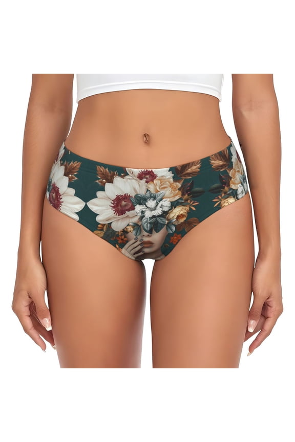 Womens Underwear - Floral Head Dreamscape No Show Seamless Underwear for Women, Stretch Women's Panties, Hipster Soft Comfort Ladies Panties Bikini Underwear Briefs