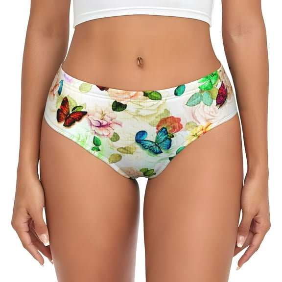 Womens Underwear - Floral Vintage No Show Seamless Underwear for Women, Stretch Women's Panties, Hipster Soft Comfort Ladies Panties Bikini Underwear Briefs