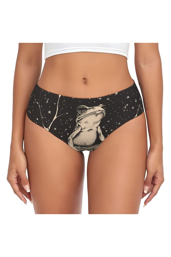 Womens Underwear - Frog Stars Vintage Art No Show Seamless Underwear for Women, Stretch Women's Panties, Hipster Soft Comfort Ladies Panties Bikini Underwear Briefs