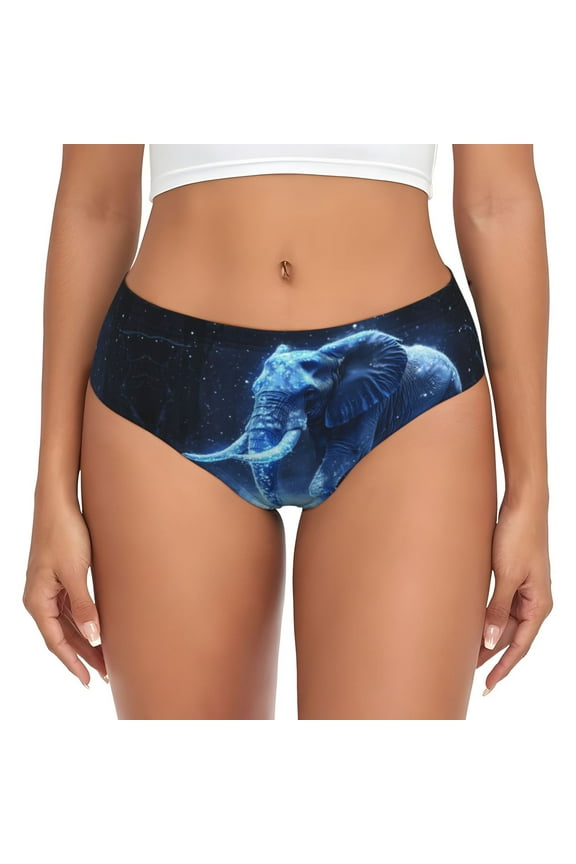 Womens Underwear - Frozen Night Elephant No Show Seamless Underwear for Women, Stretch Women's Panties, Hipster Soft Comfort Ladies Panties Bikini Underwear Briefs