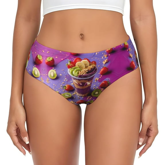 Womens Underwear - Fruit Parfait Colorful No Show Seamless Underwear for Women, Stretch Women's Panties, Hipster Soft Comfort Ladies Panties Bikini Underwear Briefs