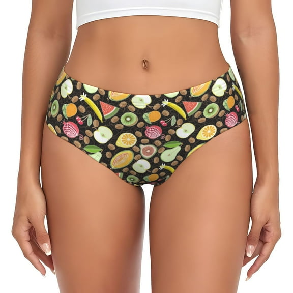 Womens Underwear - Fruits No Show Seamless Underwear for Women, Stretch Women's Panties, Hipster Soft Comfort Ladies Panties Bikini Underwear Briefs