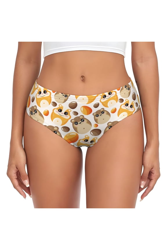 Womens Underwear - Glamorous Cute Cartoon Hamster No Show Seamless Underwear for Women, Stretch Women's Panties, Hipster Soft Comfort Ladies Panties Bikini Underwear Briefs