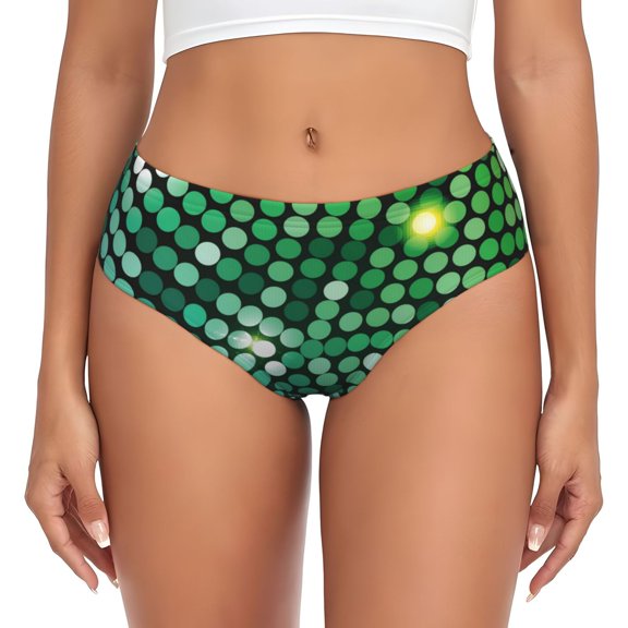 Womens Underwear - Green Disco Lights No Show Seamless Underwear for Women, Stretch Women's Panties, Hipster Soft Comfort Ladies Panties Bikini Underwear Briefs