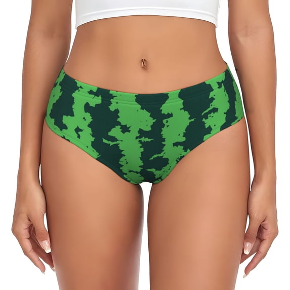 Womens Underwear Green Stripes Of Watermelon Cuteness No Show Seamless Underwear for Women, Soft Stretch Women's Panties, Hipster Ladies Panties Bikini Underwear Briefs