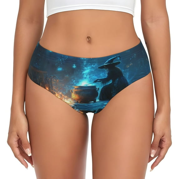 Womens Underwear - Halloween Mysterious Witch No Show Seamless Underwear for Women, Stretch Women's Panties, Hipster Soft Comfort Ladies Panties Bikini Underwear Briefs