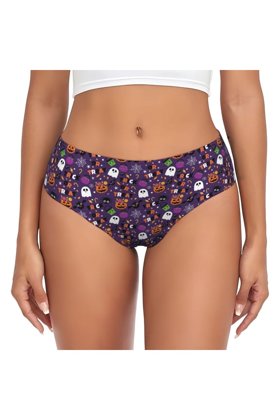 Womens Underwear - Halloween Sweet Candy No Show Seamless Underwear for Women, Stretch Women's Panties, Hipster Soft Comfort Ladies Panties Bikini Underwear Briefs