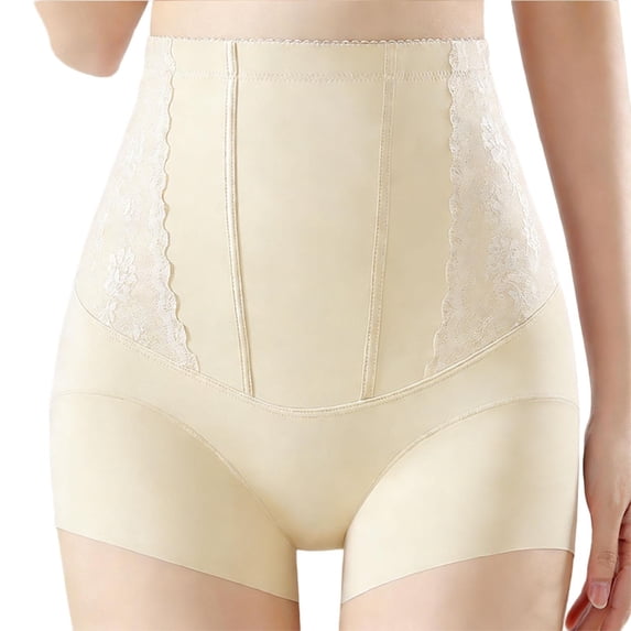 Womens Underwear, High Waist Compression Panties Lace Silk Faja Short Tummy Control Butt Lift Underwear Fat Hide Shapewear Girdles Beige XXL