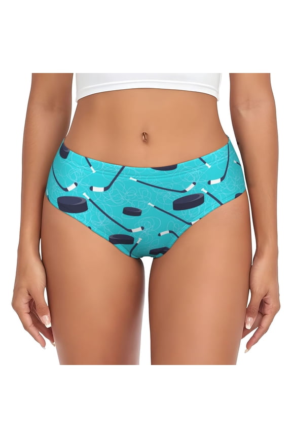 Womens Underwear - Hockey stick blue cute No Show Seamless Underwear for Women, Stretch Women's Panties, Hipster Soft Comfort Ladies Panties Bikini Underwear Briefs