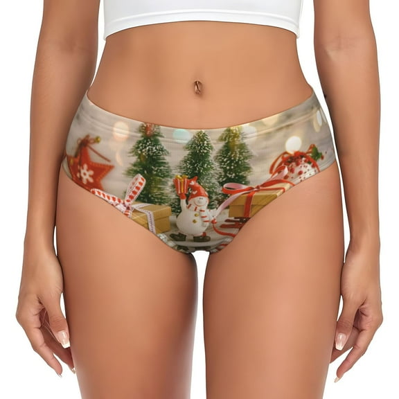 Womens Underwear - Holiday Christmas Stars No Show Seamless Underwear for Women, Stretch Women's Panties, Hipster Soft Comfort Ladies Panties Bikini Underwear Briefs