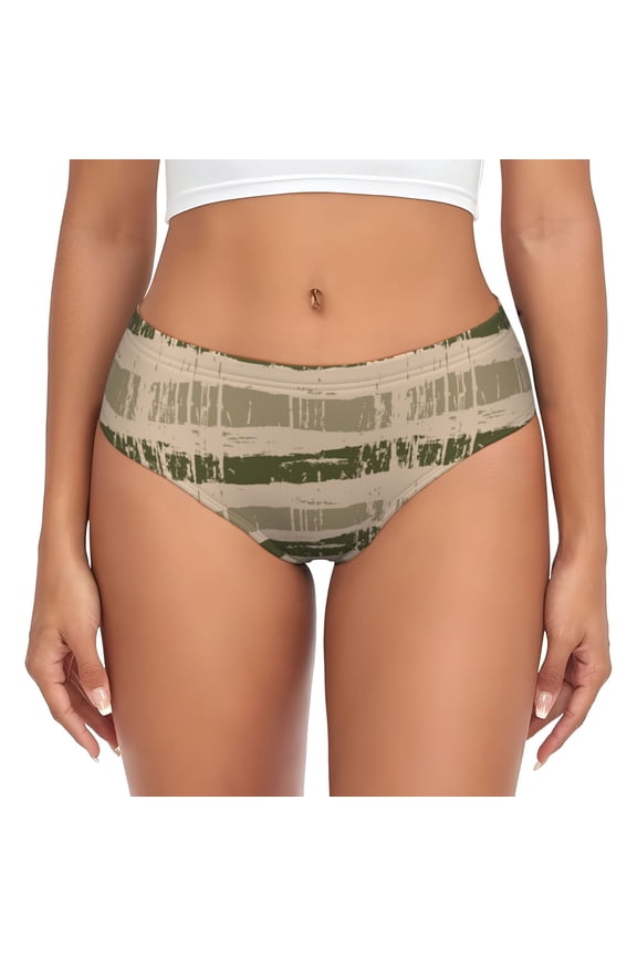 Womens Underwear - Horizontal Striped Camouflage No Show Seamless Underwear for Women, Stretch Women's Panties, Hipster Soft Comfort Ladies Panties Bikini Underwear Briefs