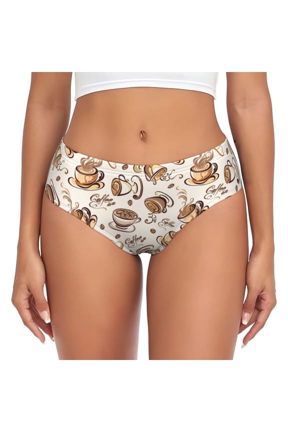 Womens Underwear - Hot Coffee Print No Show Seamless Underwear for Women, Stretch Women's Panties, Hipster Soft Comfort Ladies Panties Bikini Underwear Briefs