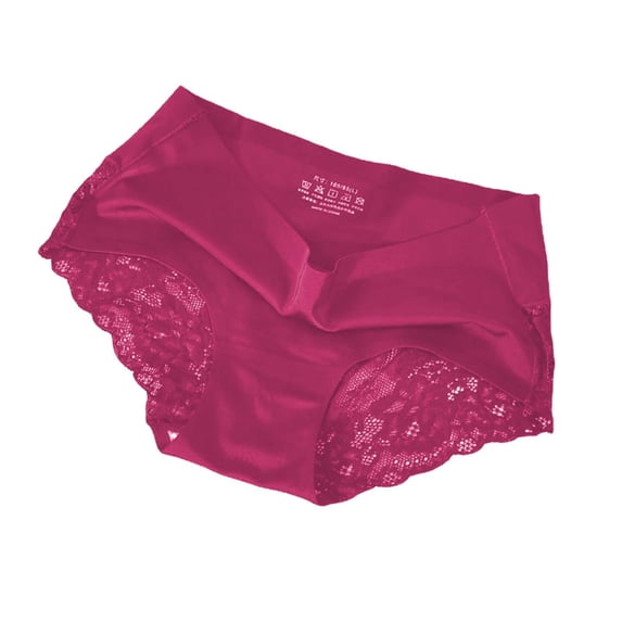 Womens Underwear Ice Silk Mid Waist Lace Cotton Crotch Plus Size Panties for Women Purple Xl