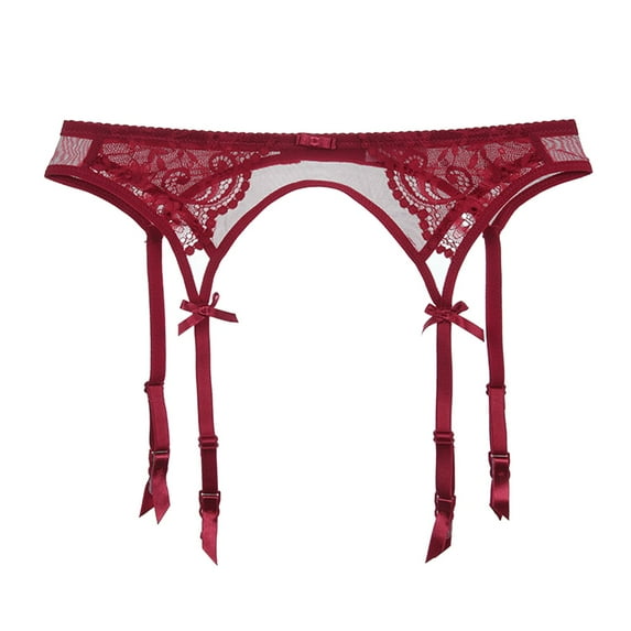 Womens Underwear Lace Embroidery See Through Panties Garter Belt