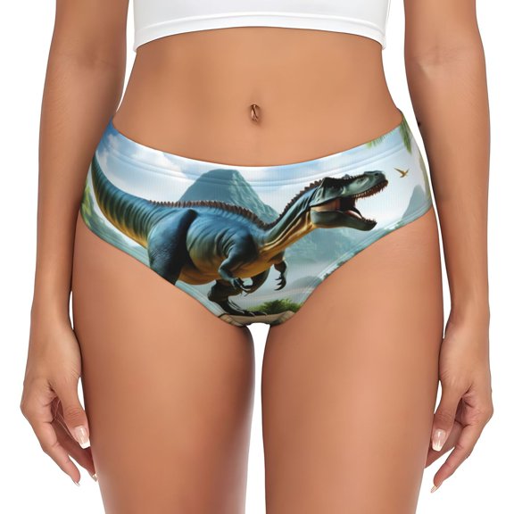 Womens Underwear - Lake Forest Dinosaur A No Show Seamless Underwear for Women, Stretch Women's Panties, Hipster Soft Comfort Ladies Panties Bikini Underwear Briefs