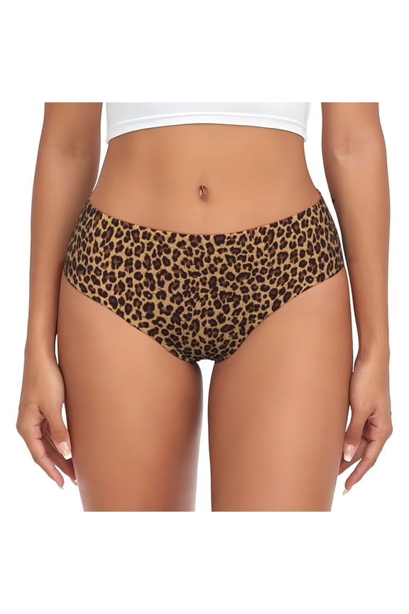 Womens Underwear - Leopard Print No Show Seamless Underwear for Women, Stretch Women's Panties, Hipster Soft Comfort Ladies Panties Bikini Underwear Briefs