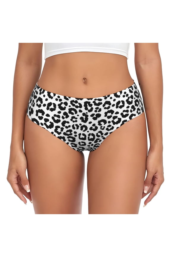 Womens Underwear - Leopard black white texture No Show Seamless Underwear for Women, Stretch Women's Panties, Hipster Soft Comfort Ladies Panties Bikini Underwear Briefs
