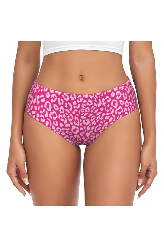 Womens Underwear - Leopard pink No Show Seamless Underwear for Women, Stretch Women's Panties, Hipster Soft Comfort Ladies Panties Bikini Underwear Briefs