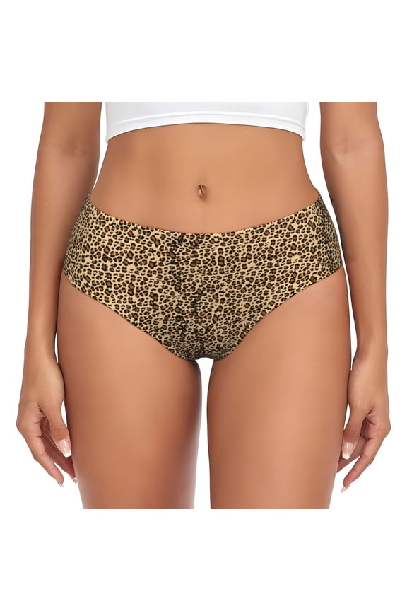 Womens Underwear - Leopard print brown No Show Seamless Underwear for Women, Stretch Women's Panties, Hipster Soft Comfort Ladies Panties Bikini Underwear Briefs