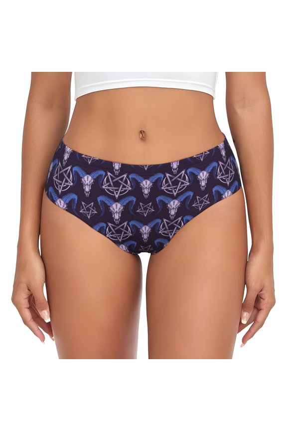 Womens Underwear - Magic Cartoon Cool Goat Head Stars No Show Seamless Underwear for Women, Stretch Women's Panties, Hipster Soft Comfort Ladies Panties Bikini Underwear Briefs