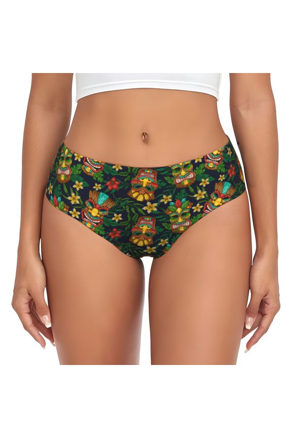 Womens Underwear - Mask Tropical Flower No Show Seamless Underwear for Women, Stretch Women's Panties, Hipster Soft Comfort Ladies Panties Bikini Underwear Briefs