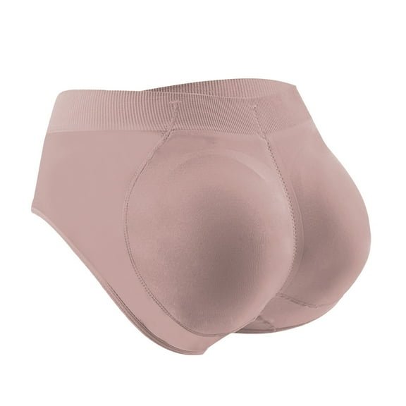 Womens Underwear Mid Waisted Comfortable Breathable Solid Color Detachable Hip Pad Peach Hip Shaping Pants Panties