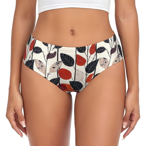 Womens Underwear -  Modern Abstract Leaf Pattern No Show Seamless Underwear for Women, Soft Stretch Sexy Women's Panties, Cute Hipster Ladies Panties Bikini Underwear Briefs