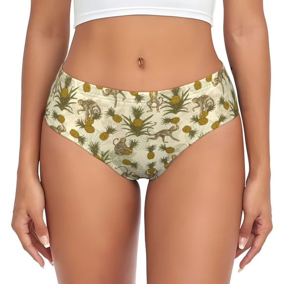 Womens Underwear Monkeys and Pinealpples Cuteness No Show Seamless Underwear for Women, Soft Stretch Women's Panties, Hipster Ladies Panties Bikini Underwear Briefs