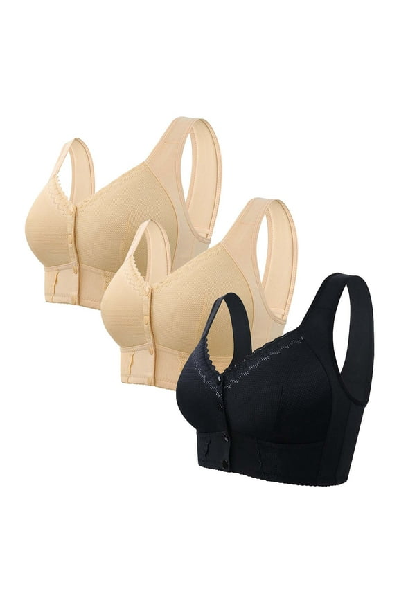 Womens Underwear Moona Bra for Senior Front Closure Breathable Bra for Seniors Wirefree Bras for Older Women