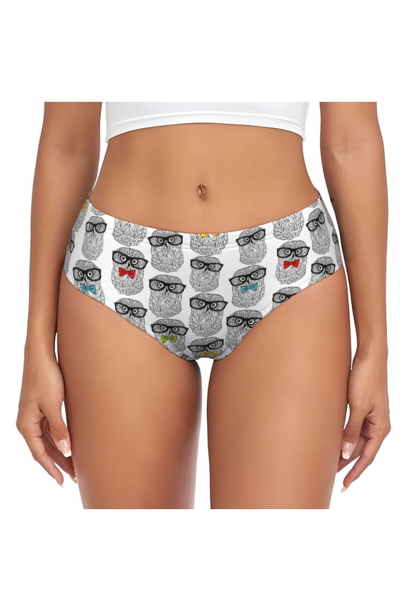 Womens Underwear - Nerdy Owl No Show Seamless Underwear for Women, Stretch Women's Panties, Hipster Soft Comfort Ladies Panties Bikini Underwear Briefs