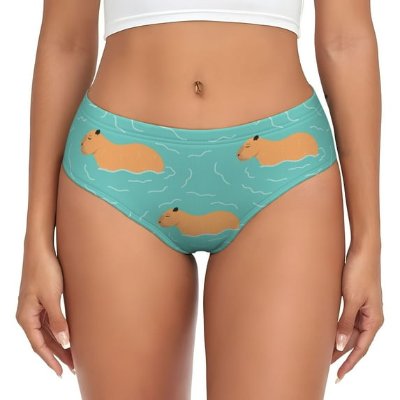 Womens Underwear - No Show Seamless Underwear for Women, Capybaras Animal Soft Stretch Women's Panties, Hipster Ladies Panties Breathable Bikini Underwear Briefs