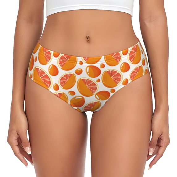 Womens Underwear - No Show Seamless Underwear for Women, Cute Juicy Red Orange Soft Stretch Women's Panties, Hipster Ladies Panties Breathable Bikini Underwear Briefs