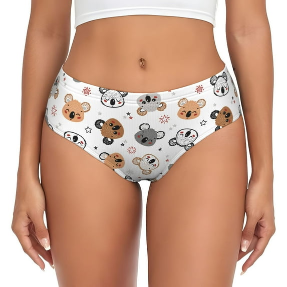 Womens Underwear - No Show Seamless Underwear for Women, Cute Koala Stars Doodle Soft Stretch Women's Panties, Hipster Ladies Panties Breathable Bikini Underwear Briefs