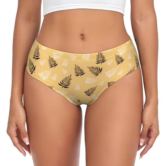 Womens Underwear - No Show Seamless Underwear for Women, Yellow Leaves Soft Stretch Women's Panties, Hipster Ladies Panties Breathable Bikini Underwear Briefs