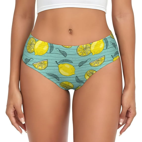 Womens Underwear - No Show Seamless Underwear for Women, cartoon Lemon yellow Soft Stretch Women's Panties, Hipster Ladies Panties Breathable Bikini Underwear Briefs