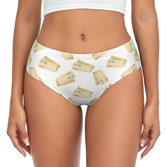 Womens Underwear - No Show Seamless Underwear for Women, envelope Print Soft Stretch Women's Panties, Hipster Ladies Panties Breathable Bikini Underwear Briefs
