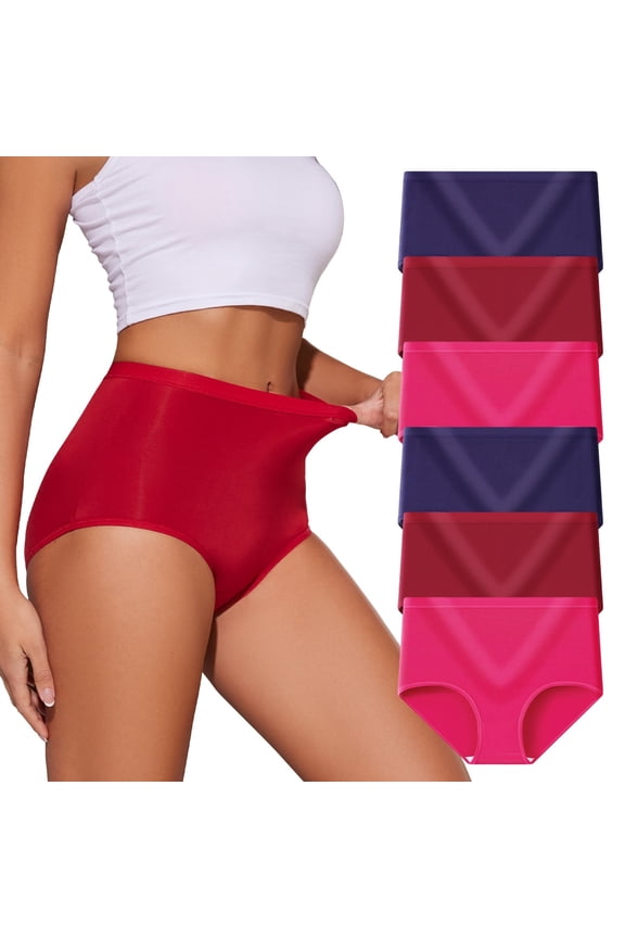 Womens Underwear Pack,C Section High Waisted Tummy Control Moisture-Wicking Brief Underwear,plus size Panties 6Packs