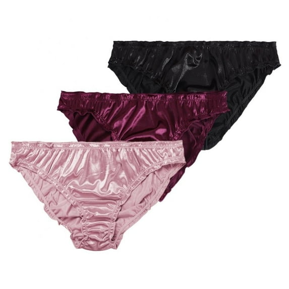 Womens Underwear Pack Of 3 Satin & Silky Ladies Panties Bikini Type