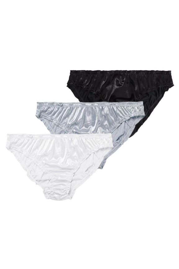 Womens Underwear Pack Of 3 Satin & Silky Ladies Panties Bikini Type