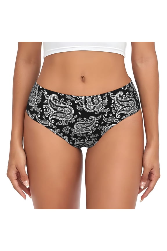 Womens Underwear - Paisley Pattern No.90122 No Show Seamless Underwear for Women, Stretch Women's Panties, Hipster Soft Comfort Ladies Panties Bikini Underwear Briefs
