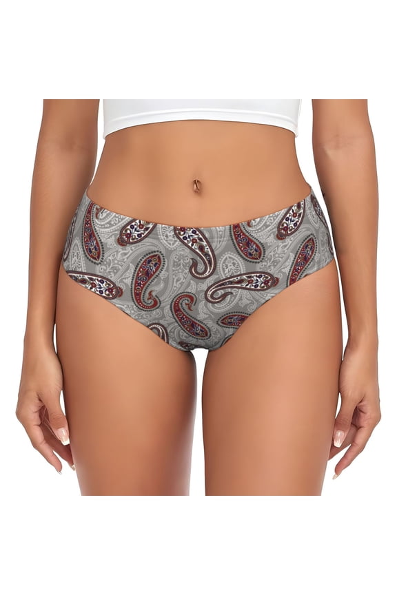 Womens Underwear - Paisley Pattern No.9063 No Show Seamless Underwear for Women, Stretch Women's Panties, Hipster Soft Comfort Ladies Panties Bikini Underwear Briefs