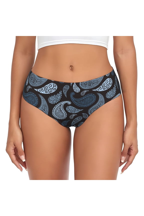 Womens Underwear - Paisley Pattern No.9073 No Show Seamless Underwear for Women, Stretch Women's Panties, Hipster Soft Comfort Ladies Panties Bikini Underwear Briefs