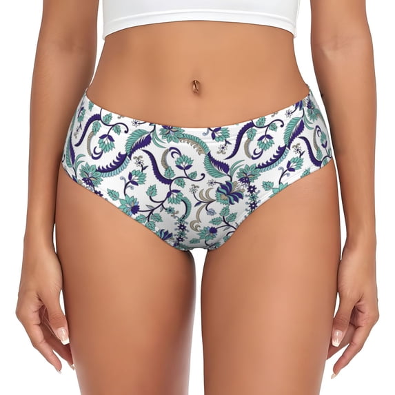 Womens Underwear - Paisley Pattern No.9074 No Show Seamless Underwear for Women, Stretch Women's Panties, Hipster Soft Comfort Ladies Panties Bikini Underwear Briefs