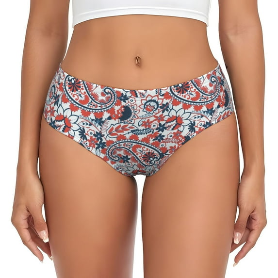 Womens Underwear - Paisley Print No.J95 No Show Seamless Underwear for Women, Stretch Women's Panties, Hipster Soft Comfort Ladies Panties Bikini Underwear Briefs